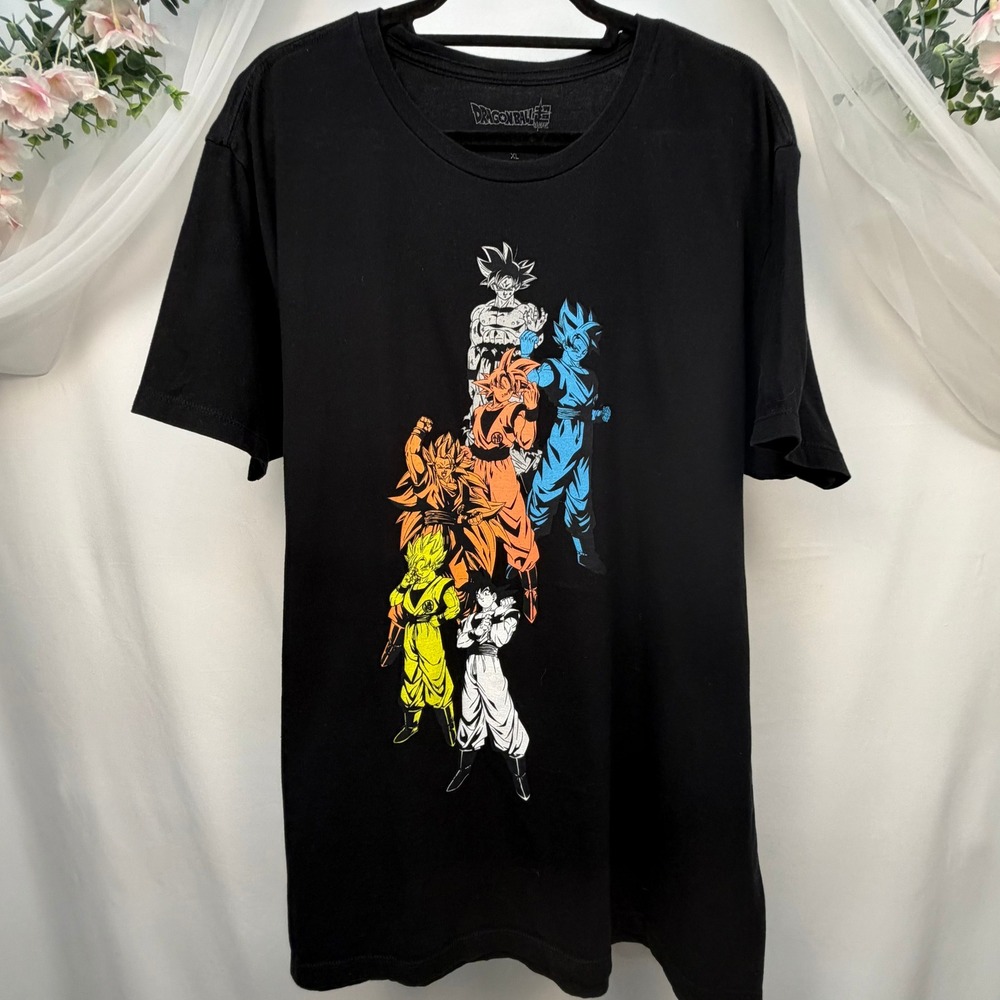 Dragon Ball Super Goku Forms Graphic T-Shirt Mens XL Black Short Sleeve Anime